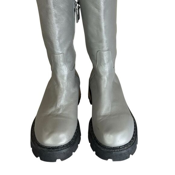 BY FAR Gray Russel Knee‑High Boots EU 41 US 10 Grained Nappa Cement Leather - Picture 6 of 12